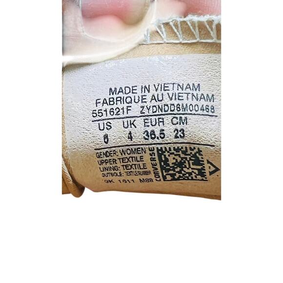 👟 Converse 6 White Pink Trim Slip Canvas Low Top Sneakers Nautical Summer - Picture 7 of 7